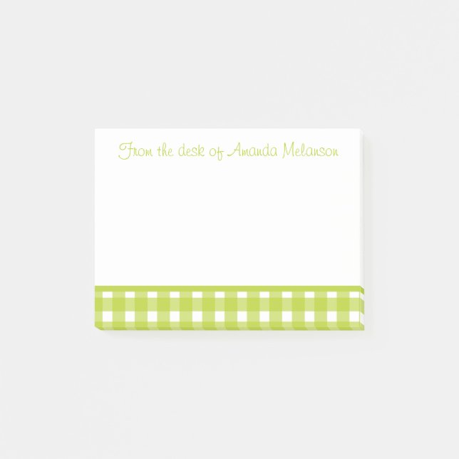 Grün-weiß karierte Gingham-Karo-Muster Post-it Klebezettel (Vorderseite)