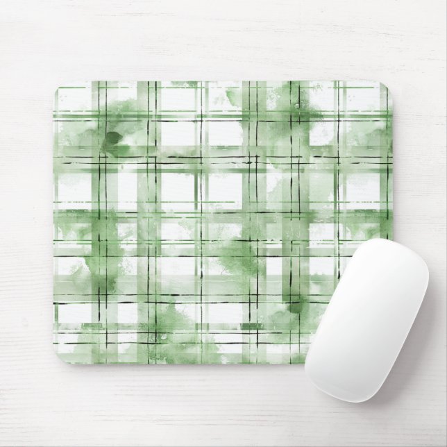 Grün weiß karierte Streifen Mousepad (Mit Mouse)