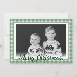 Grün & Weiß Kariertes Foto Weihnachten