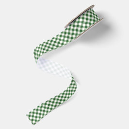 Grün-weiß kariertes Gingham-Weihnachten Satinband