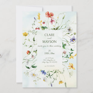 Grün-Weiß-Romantische Sommerhochzeit Einladung