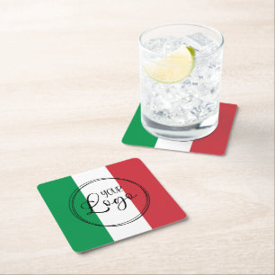 Grün Weiß Rot Italienische Farben Logo Rechteckiger Pappuntersetzer