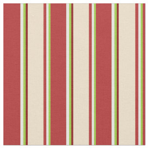 Grün, Weiß, Rot, Tan und Maroon farbene Linien Stoff