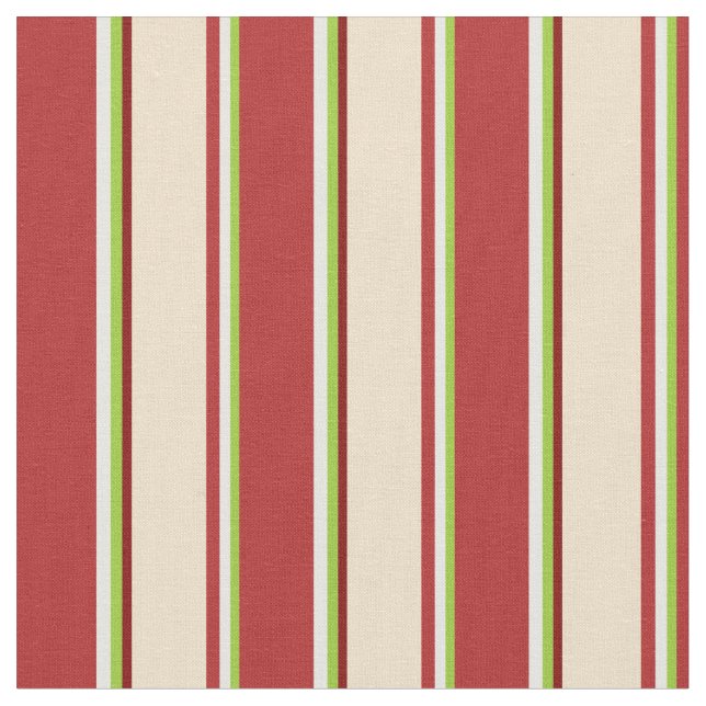Grün, Weiß, Rot, Tan und Maroon farbene Linien Stoff (Nahaufnahme)