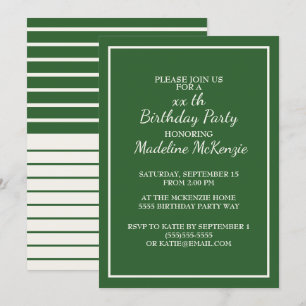 Grün-Weiß-Streifen Geburtstagsparty Einladung