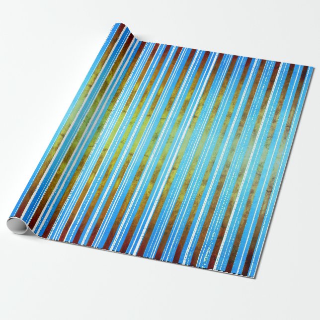 Grün, Weiß und Aquamarin gestrichen Geschenkpapier (Ungerollt)