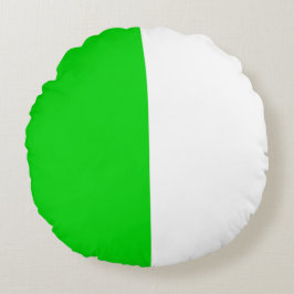Grün-Weiß-Zwei-Farben-Ton Halbteilen Rundes Kissen