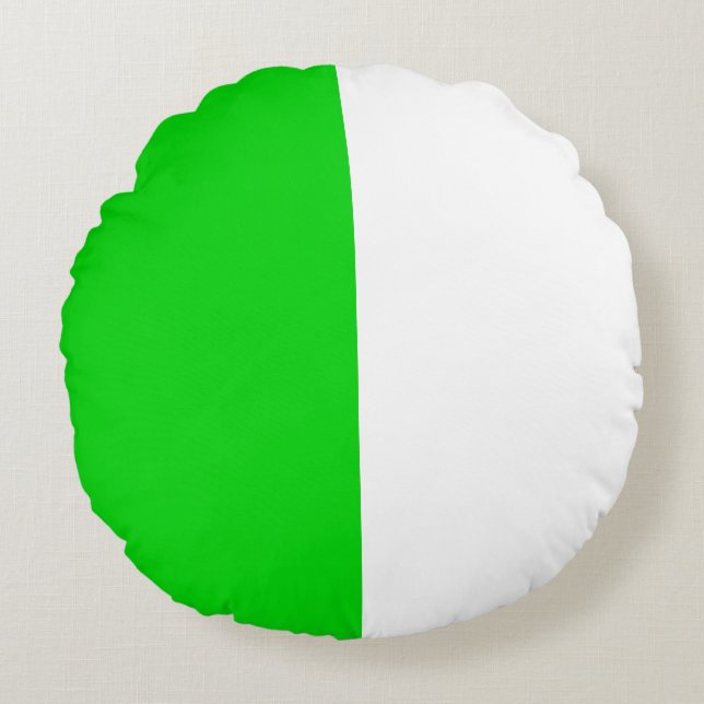 Grün-Weiß-Zwei-Farben-Ton Halbteilen Rundes Kissen (Vorderseite)