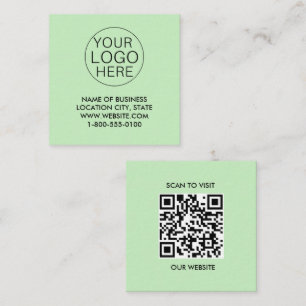 Grün Weiße benutzerdefinierte Logos und QR-Code Quadratische Visitenkarte