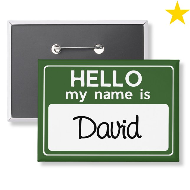 Grün Weiße Benutzerdefinierte Name Hallo Mein Name Button (Von Creator hochgeladen)
