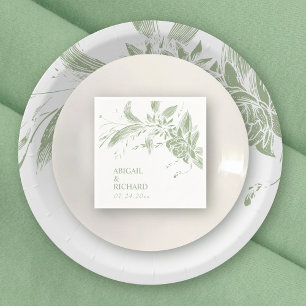 Grün-weiße Blume Hochzeit Serviette