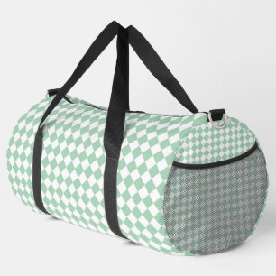 Grün Weiße Checker-Diamant-Muster Groß Duffle Bag