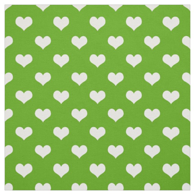 Grün Weiße Herz Design  Stoff (Muster)
