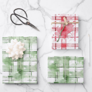 Grün Weiße Karierte Streifen Geburtstag Geschenkpapier Set