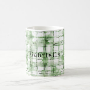 Grün Weiße Karierte Streifen Kaffeetasse