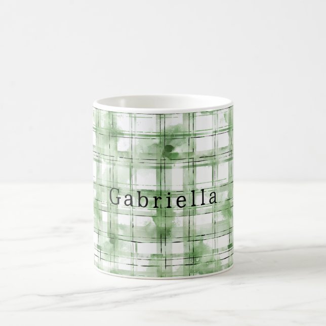Grün Weiße Karierte Streifen   Kaffeetasse (Mittel)