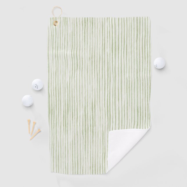 Grün Weiße Streifen Golfhandtuch (Insitu)