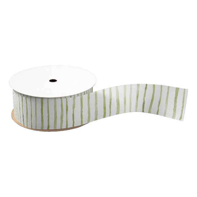 Grün Weiße Streifen Hochzeit Ripsband (Spule)