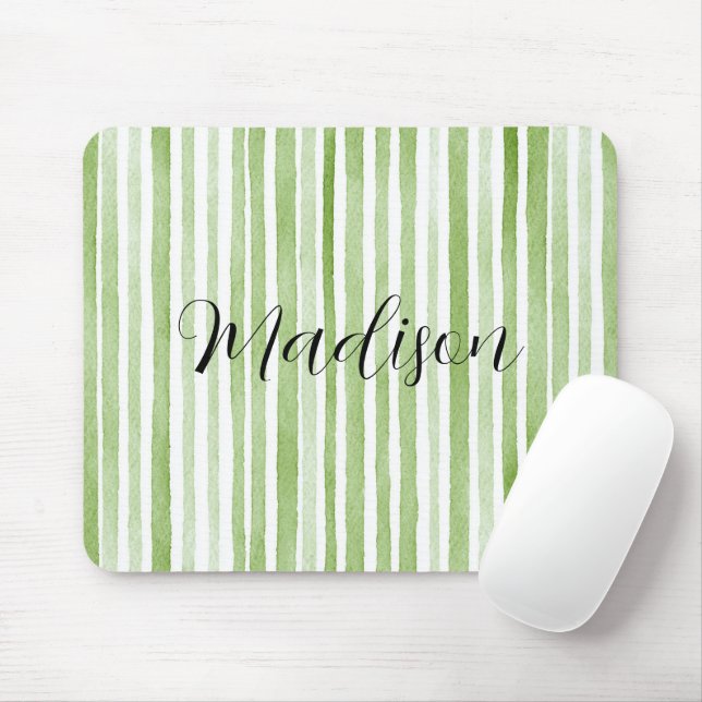 Grün Weiße Streifen Mousepad (Mit Mouse)