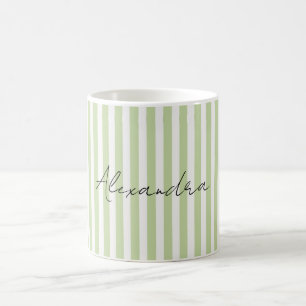 Grün Weiße Streifen Name Kaffeetasse