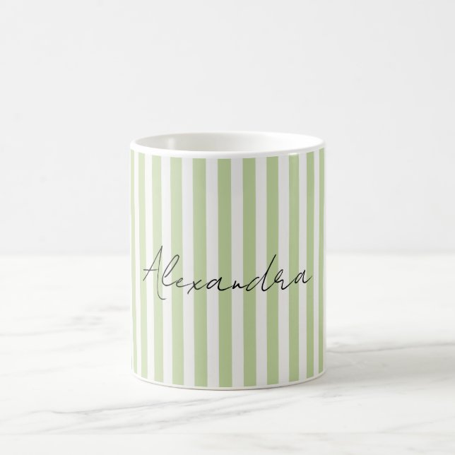 Grün Weiße Streifen Name Kaffeetasse (Mittel)