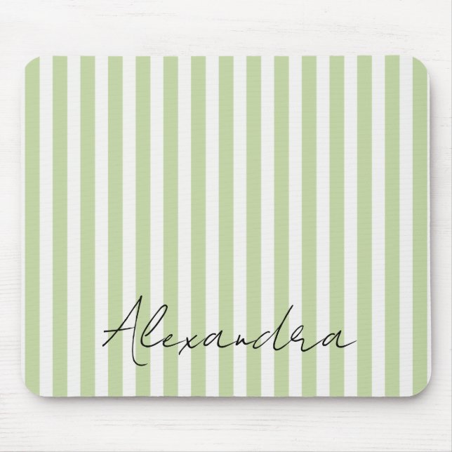 Grün Weiße Streifen Name Mousepad (Vorne)