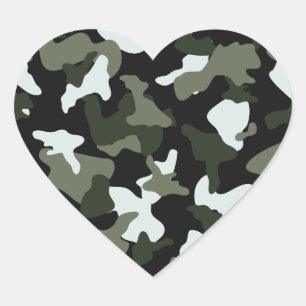 Grün Weiße Tarnung Armee Muster Herz-Aufkleber