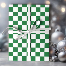 Grün-weißer Feiertags-Karostoff Geschenkpapier