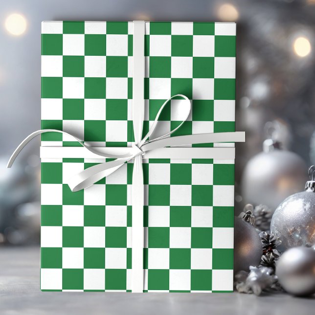 Grün-weißer Feiertags-Karostoff Geschenkpapier (Von Creator hochgeladen)