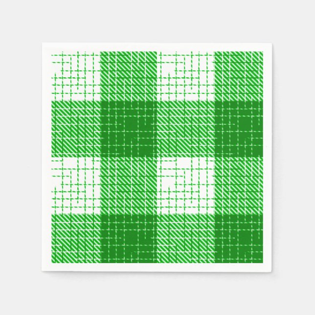 Grün-weißer, fett karierter Karodesign  Serviette (Vorderseite)