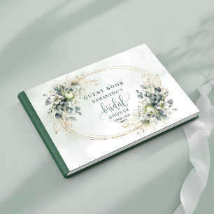 Grün-weißes botanisches Brautparty-Gästebuch Gästebuch