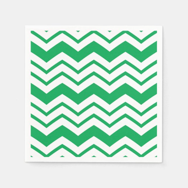 Grün-weißes Chevron-Zickzack-Musterdesign  Serviette (Vorderseite)
