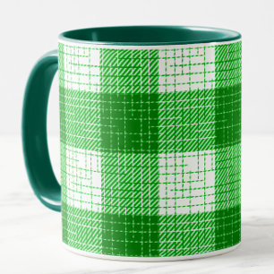 Grün-weißes, fett kariertes Karomuster Design Tasse