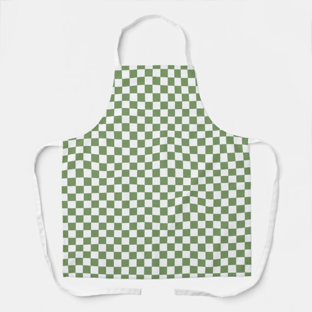 Grün-weißes Gingham-Karo-Muster Schürze (Vorderseite)