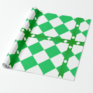 Grün-weißes großes Diamantmuster mit kariertem Mus Geschenkpapier
