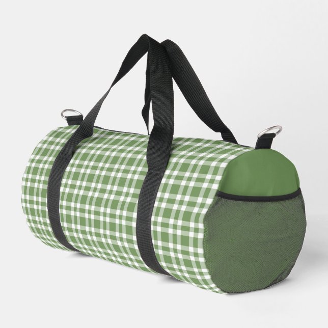 Grün-weißes Karomuster Duffle Bag (Rechte Ecke)