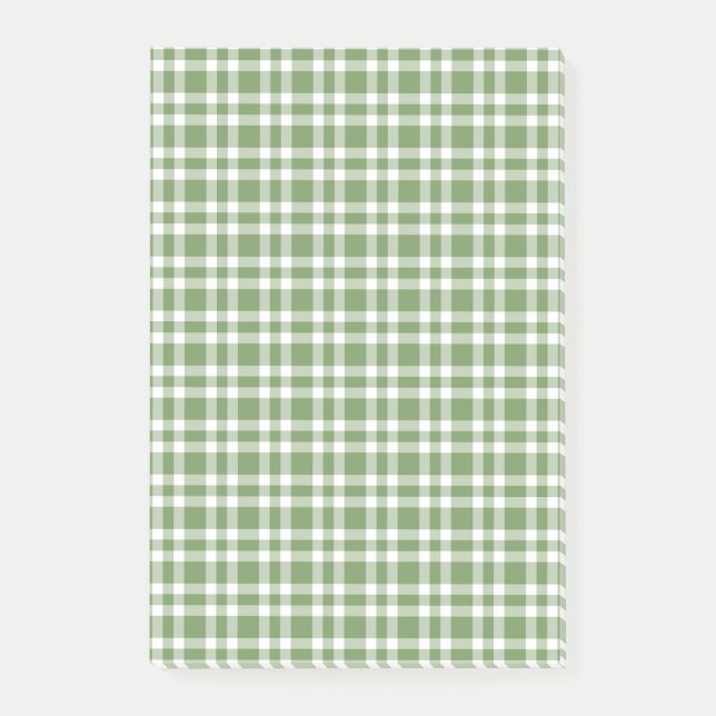 Grün-weißes Karomuster Post-it Klebezettel (Vorderseite)