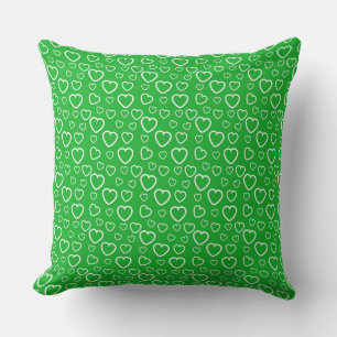 Grün-weißes Love Hearts-Muster Kissen