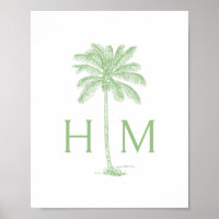 Grün-weißes Palm-Palmetto-Baum-Monogramm