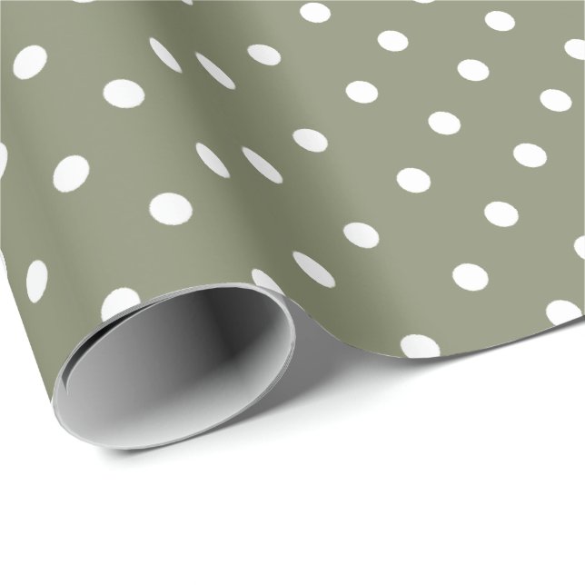 Grün| Weißes Polka - Dot - Umhüllungspapier Geschenkpapier (Rolleneckpunkt)