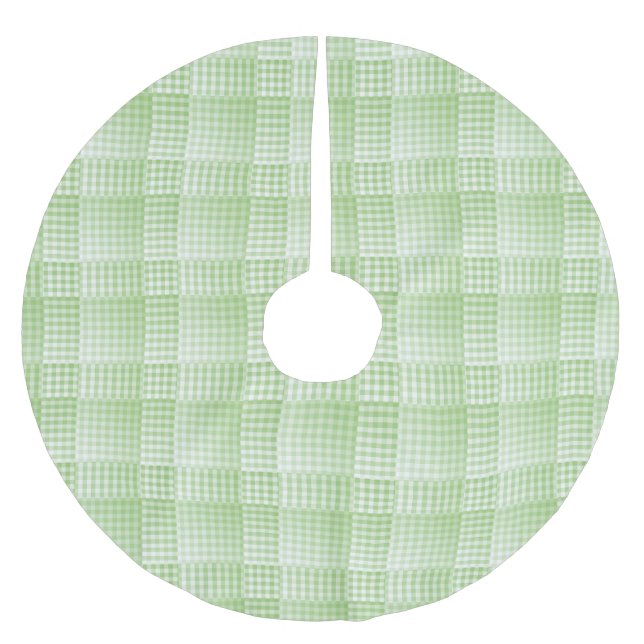 Grün-weißes Schachbrettmuster abstrakt Polyester Weihnachtsbaumdecke (Vorderseite)