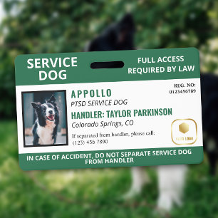Grün-weißes Servicehund-Logo & Foto-ID Ausweis