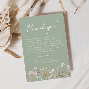 Grün Wildblume Baby in Bloom Baby Dusche Dankeskarte