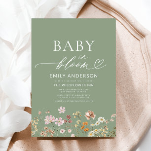 Grün Wildblume Baby in Bloom Baby Dusche Einladung