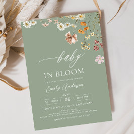 Grün Wildblume Baby in Bloom Baby Dusche Einladung