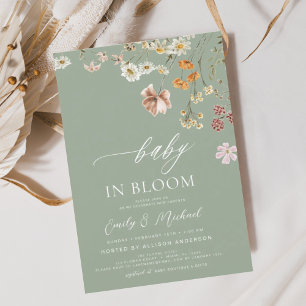 Grün Wildblume Baby in Bloom Baby Dusche Einladung
