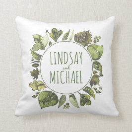 Grün winden rustikale WaldAquarell-Paare Kissen