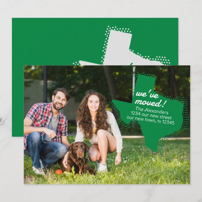 Grün, wir haben uns bewegt - gepunktete Texas bewe Ankündigung (Vorne/Hinten)