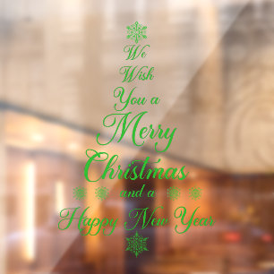 Grün wir wünschen Ihnen ein frohes Weihnachtsfenst Fensteraufkleber