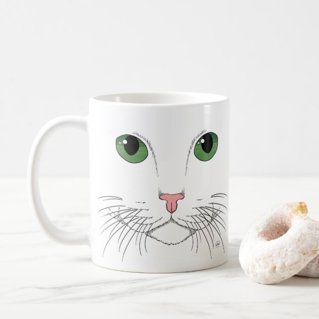 Grünäugige Katze Kaffeetasse (Mit Donut)
